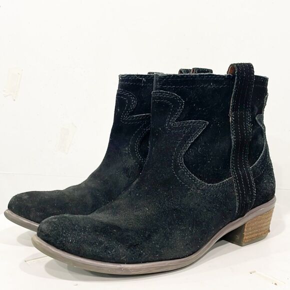 Lucky Brand Boot‎ Terra Genuine Suede Western Cowgirl Ankle Boot Bootie Pull On - Picture 1 of 13
